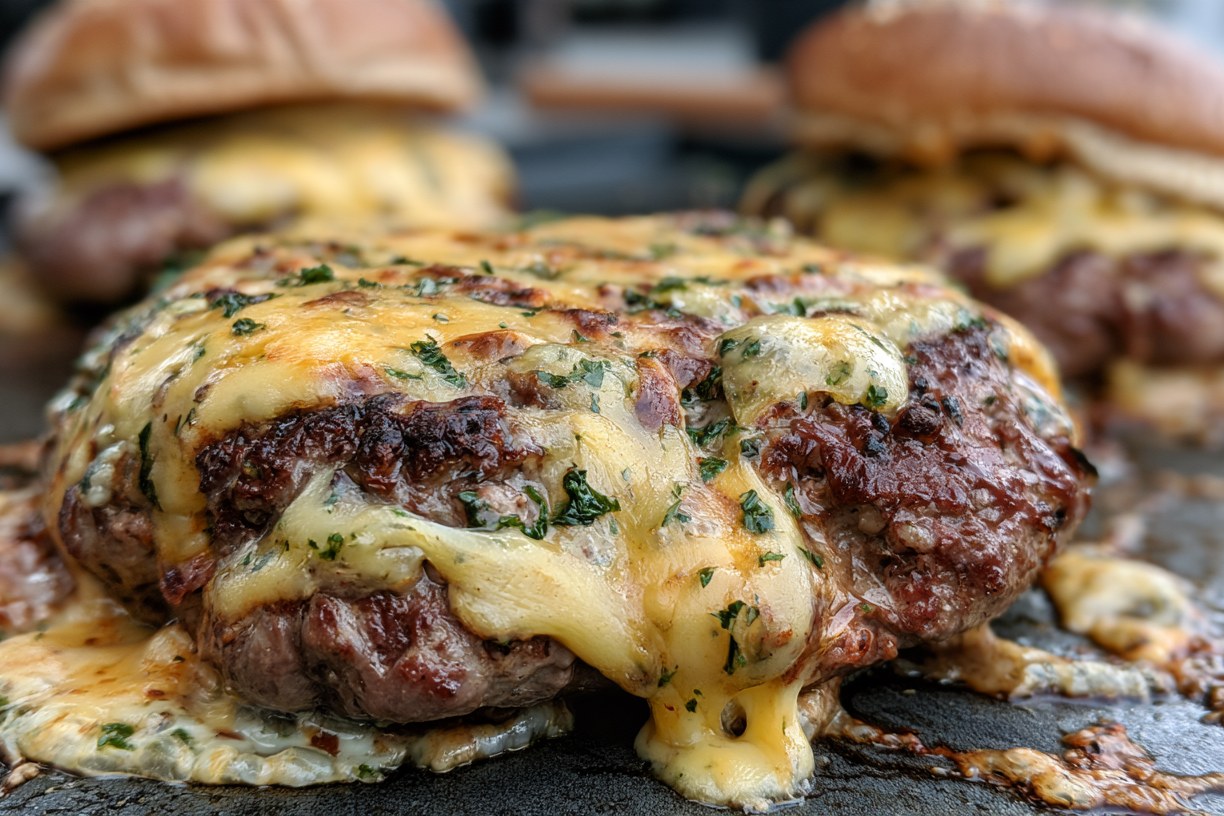 Fertiger Nosh Burger mit geschmolzenem Käse: der Butcher Style Burger von Nosh.bio beim Auftakt von Food Connect Berlin